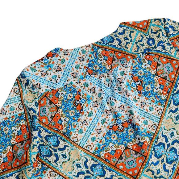 ZAC & RACHEL Mosaic Zip Up Boho Tunic Womens L Colorful Loose-Fitting Flattering - Picture 6 of 13